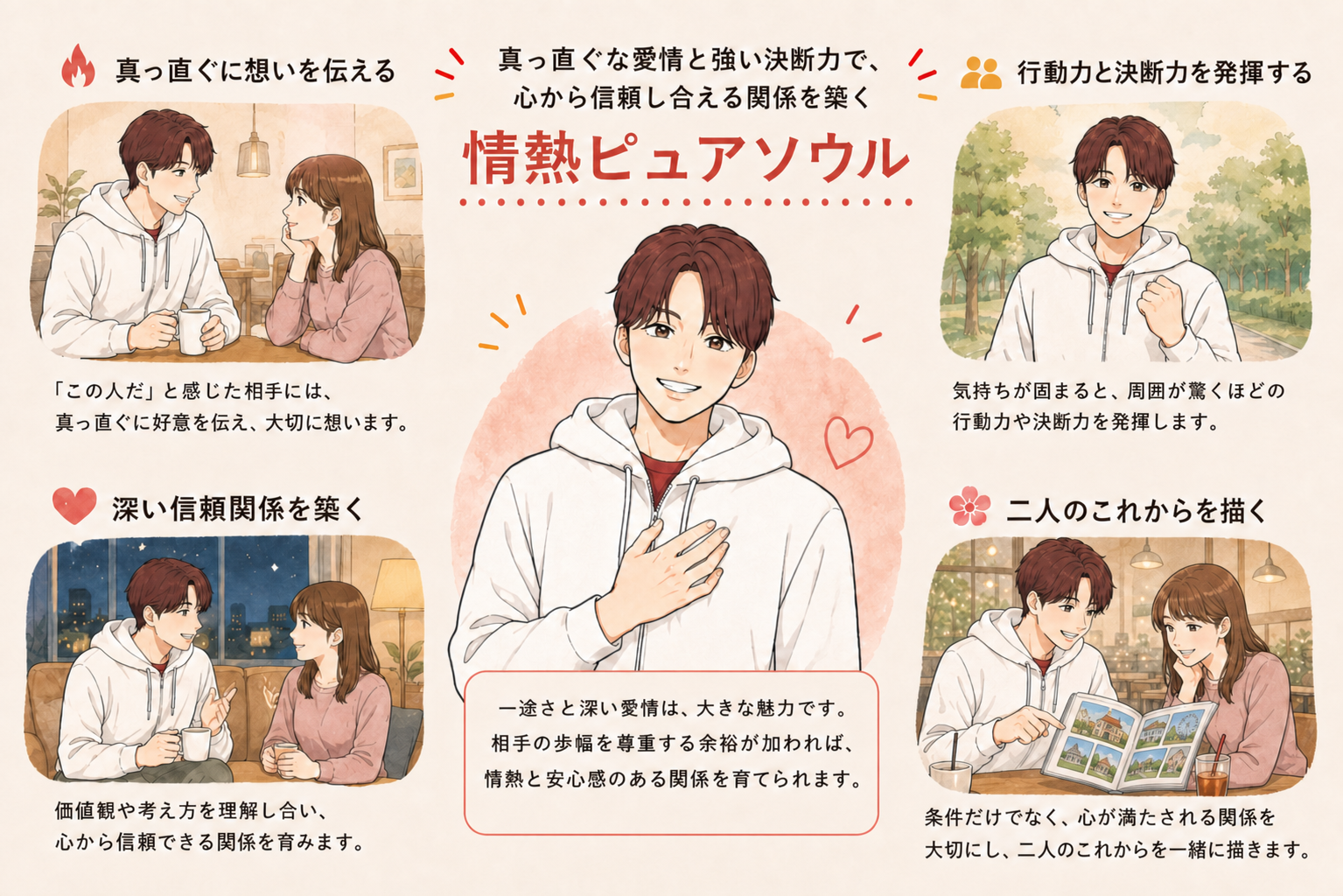 情熱ピュアソウルの恋活タイプ診断イラスト