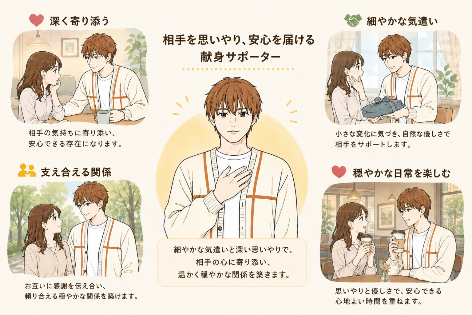 献身サポーターの恋活タイプ診断イラスト