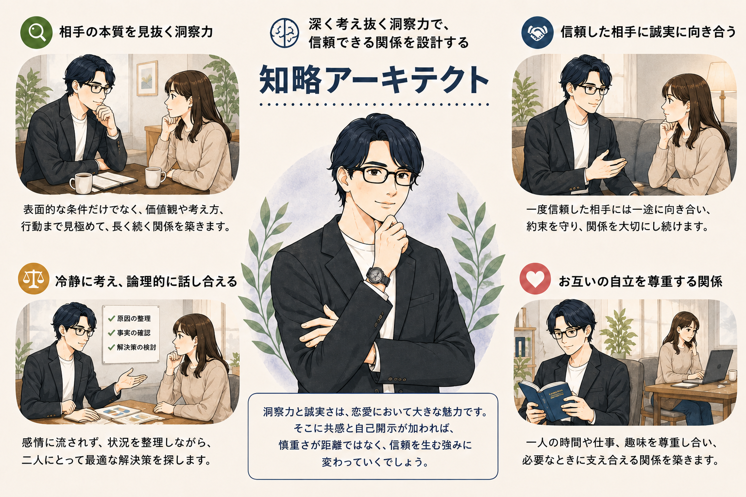 知略アーキテクトの恋活タイプ診断イラスト