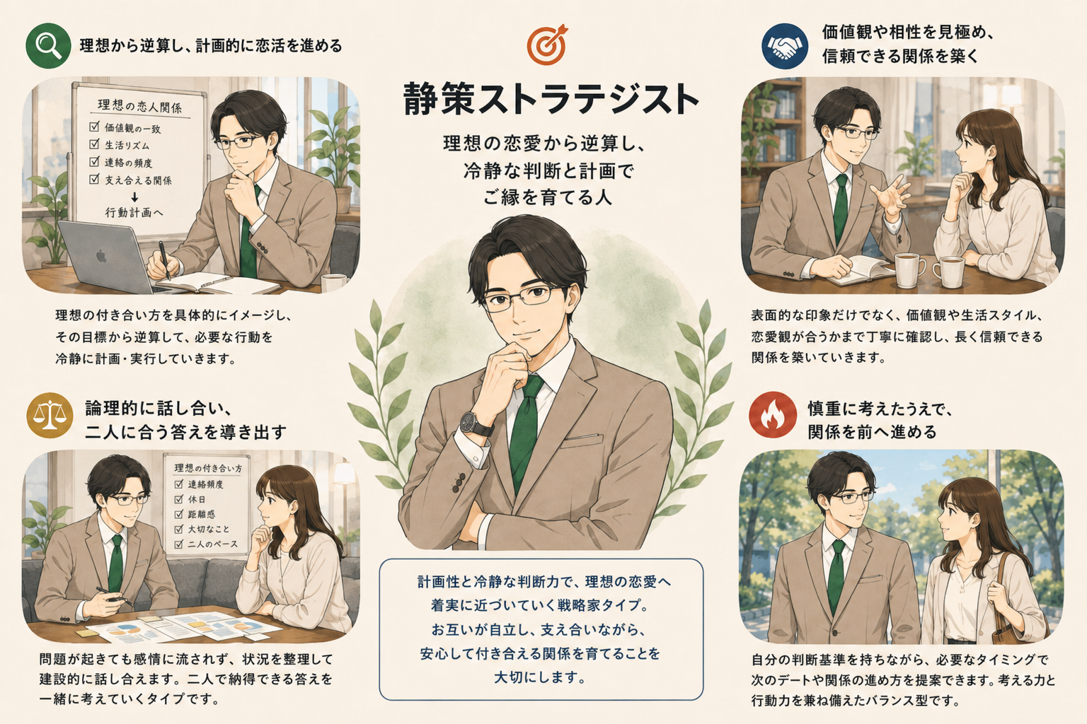 静策ストラテジストの恋活タイプ診断イラスト